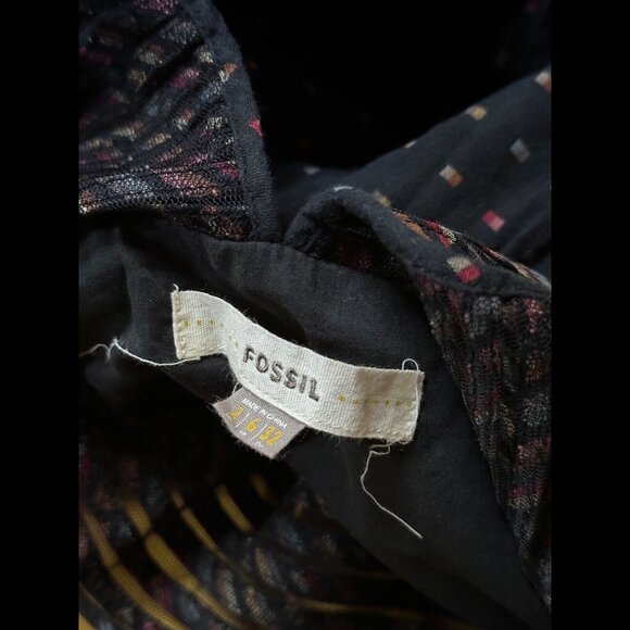 Fossil Fit & Flare Dress US 2 / XS Womens Black Sleeveless Geometric Pockets - Picture 8 of 9